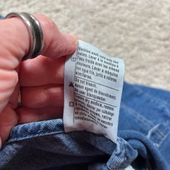 Carhartt R07 DST Denim Bib Overalls Men 38x32 Dark Stone Blue Excellent Workwear - Picture 8 of 10